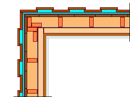 Wandschnitt bei oekoligischem System mit Diagonalschalung
